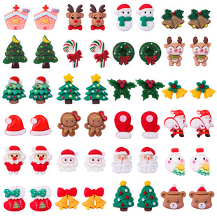 New children's ear clip cartoon cute resin Santa Claus elk sweet all-Match Girl's earless earrings