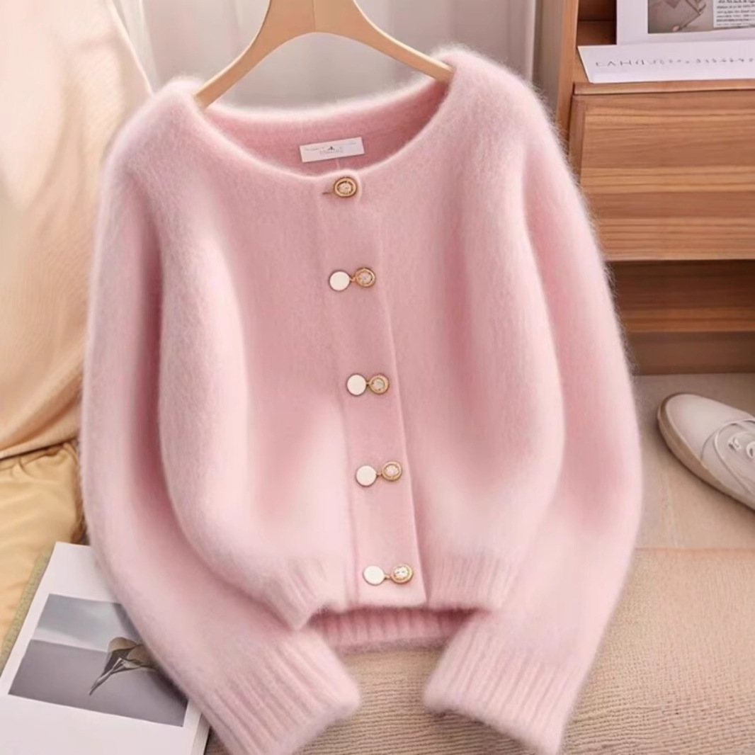 French Gentle Little Fragrant Sweater for Women 2024 Winter New Style Warm Knitted Cardigan Top Trendy