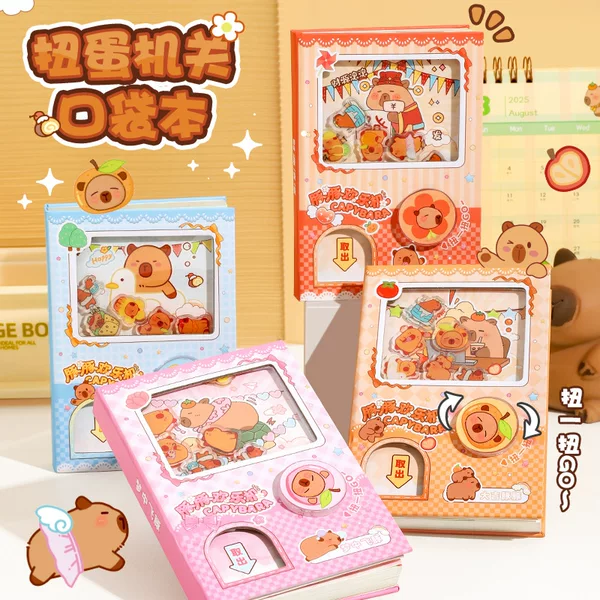 Kapibala Gashapon Mechanism Notebook Cute Cartoon Mechanism Notebook Fun Stationery Flap Pocket Pants Handbook Note Pad