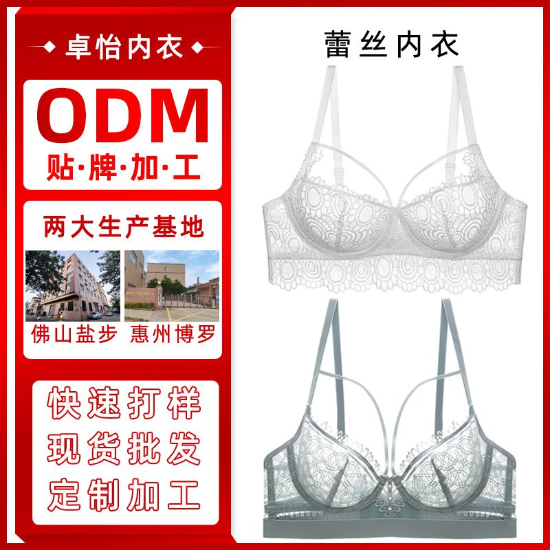 Procesamiento de ropa interior de encaje sexy francesa personalizada para mujer, puro deseo, delgado, antiflacidez, pecho grande, sujetador pequeño, sujetador