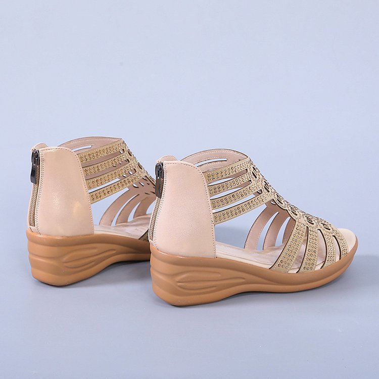 Fashionable sandals with zipper wedge heel for leisure with…