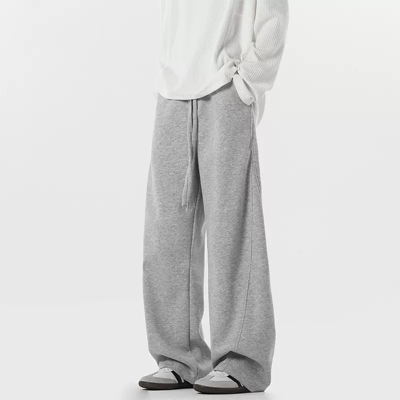 美式高街弯刀休闲裤子男秋季潮牌宽松加厚运动卫裤重磅垂感直筒裤