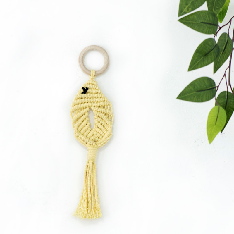 Colgante en forma de pez de color macaron, cordón de algodón tejido a mano, adorno interior de coche en forma de pez, adorno fresco creativo para el hogar