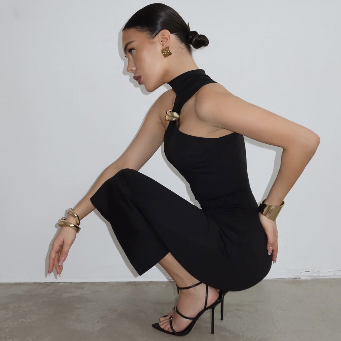 Wholesale Women's Streetwear Solid Color Casual Daily Turtleneck Sleeveless Sheath Dress display picture 10