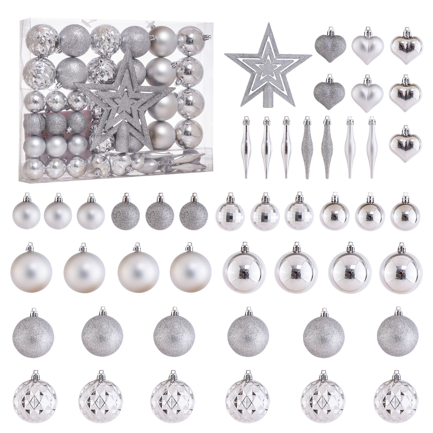 silver christmas ornaments for