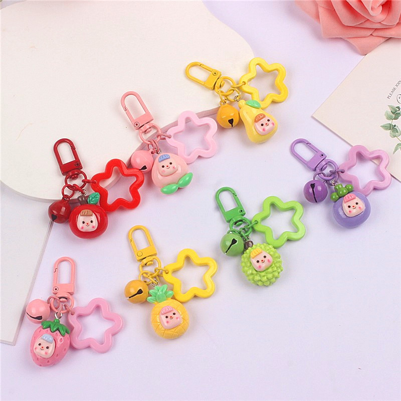 Cross-Border Colorful Fruit Doll Keychain Small Pendant Creative Cute Multi-Girl Protective Cover Headphone Shell Bag Pendant