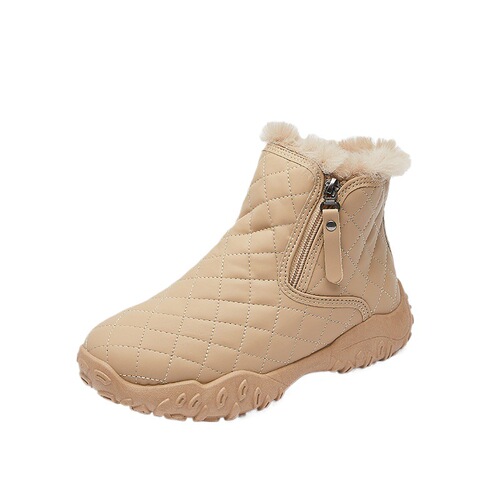 Fleece-lined high-top snow boots for women, winter new style, student Instagram-inspired Korean-style warm casual shoes, cotton shoes XQ-K16