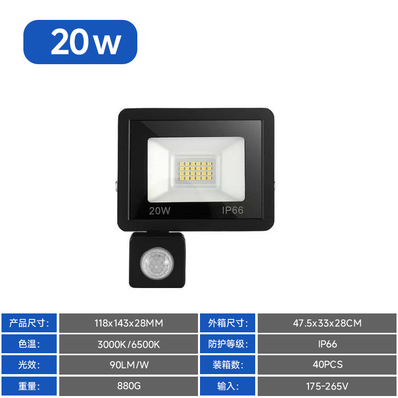 LED 投光器屋外防水中庭赤外線人体誘導投光器 100 ワット小さなリンゴ誘導投光器|undefined
