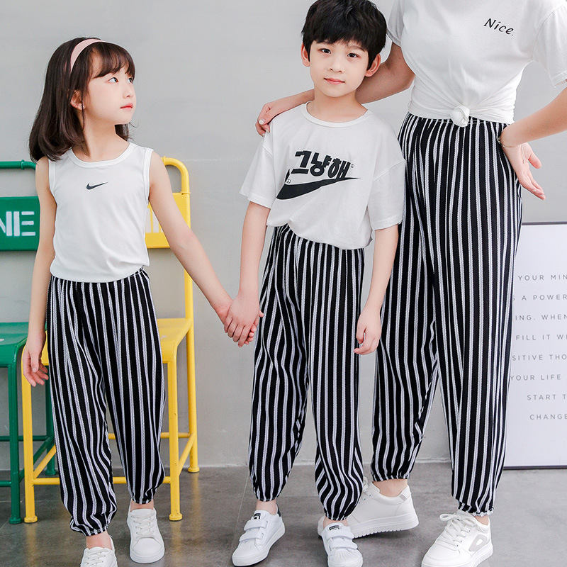 Nuevos pantalones a prueba de mosquitos para niños de verano Pantalones para padres e hijos pantalones a prueba de Mosquitos de algodón para niños Pantalones anchos para niñas bloomers algodón seda