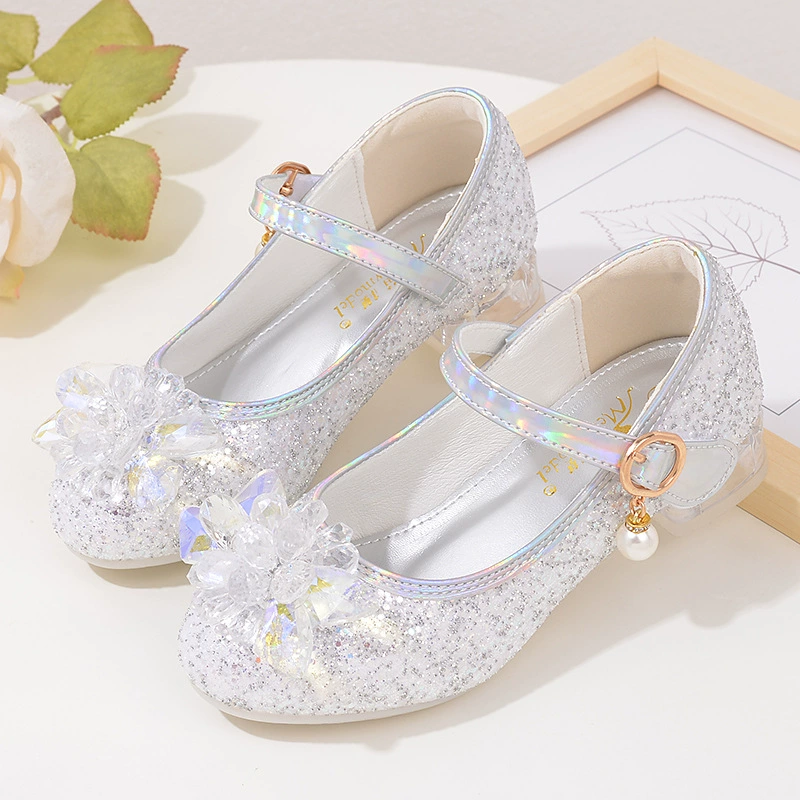Новые кожаные туфли для девочек Весенние и осенние туфли для девочек серебристо-белые студенческие туфли для выступления корейские детские туфли принцессы