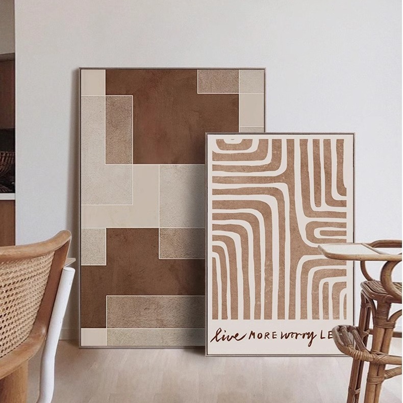 Morandi retro abstract geometric living room background wall decorative painting Hotel B & B hanging painting large floor painting customization