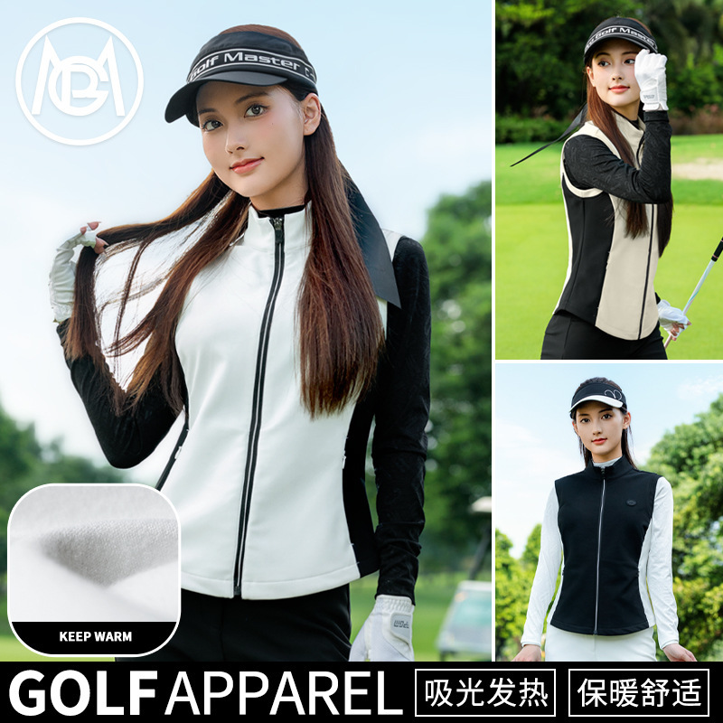 Pgm Golf Women's Autumn and Winter Women's Vest Light-Absorbing Heating Warm Sports Clothing Jacket Clothes Suit
