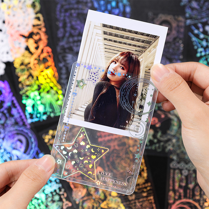 Misteriosa tierra serie vintage caliente plata láser pegatinas DIY diario decoración material impermeable PVC papelería pegatinas