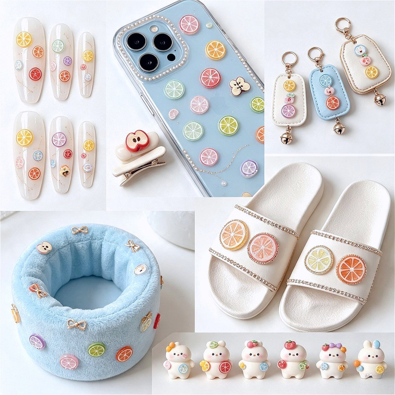 Handmade accessories, food toys, dried fruit slices series, DIY resin earrings, hair clips, phone cases, nail art, porcelain accessories