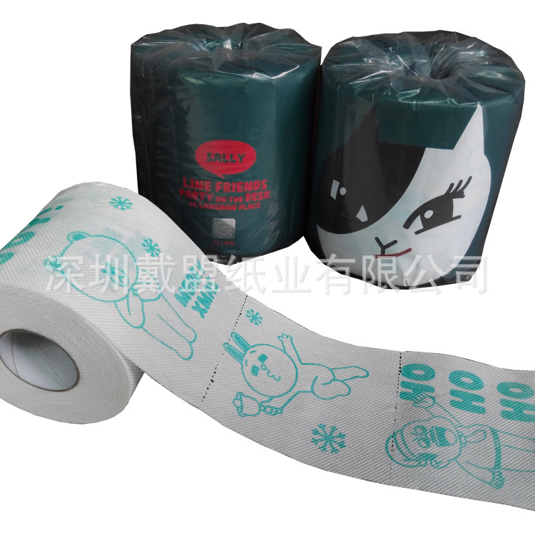 Christmas Hohoho Joke Toilet Paper Pure Wood Pulp 2 Layers 240 Sheets Christmas Printed Small Roll Paper Christmas Printed Toilet Paper