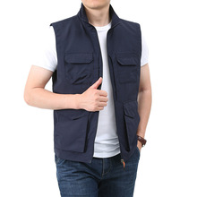 男士春秋季新款马甲青年加肥多袋坎肩户外钓鱼摄影立领马甲2198