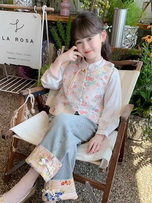 女童春装2025新款套装儿童汉服国风新中式三件套春秋款小女孩古风|undefined