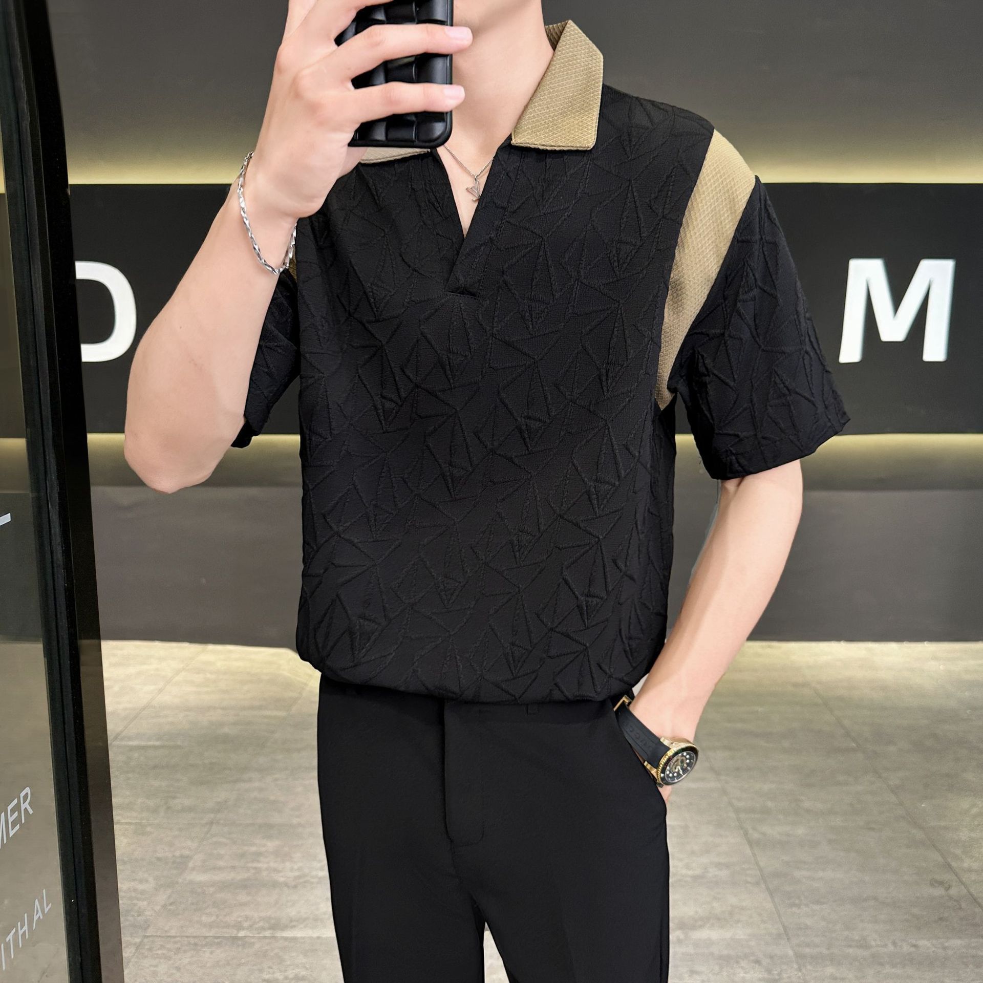 Polo homme été manches courtes tendance coupe ample confortable_voghion.com