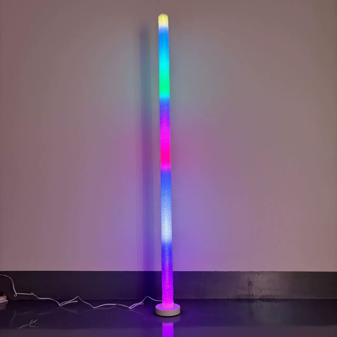 Напольный RGB светильник, 3 Вт, 120 см, пульт + управление через приложение, круглая/хлопковая абажур