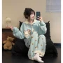 保暖外穿少女波点家居服