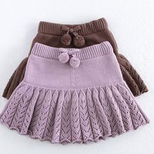 女童百褶短裙秋冬宝宝假两件学院风荷叶裤裙秋装婴儿针织短裤扇裙