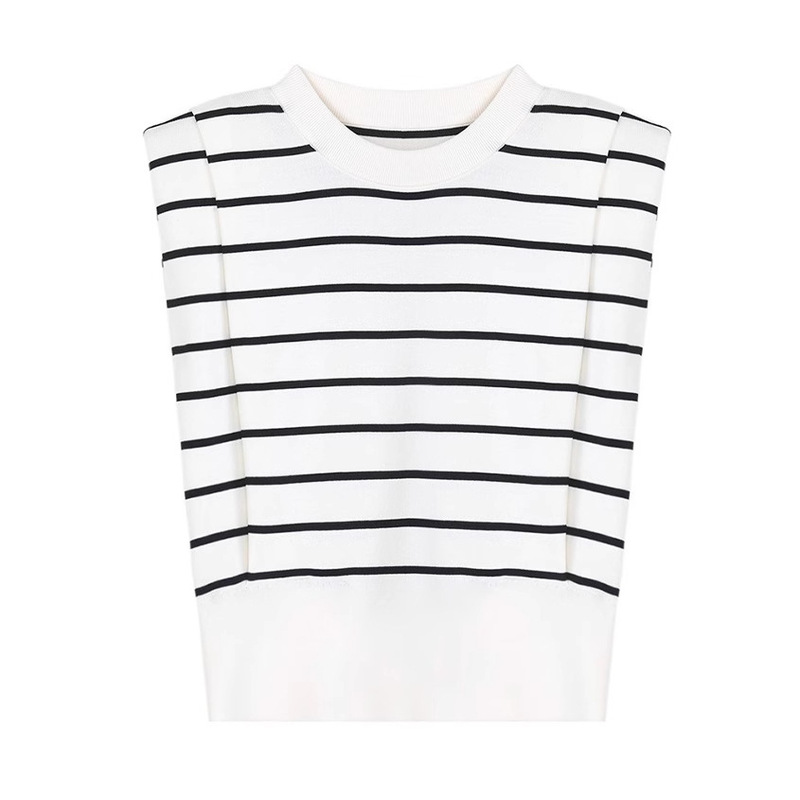 トップス夏の女性のリヨセルテンセルセーターベストハイエンドストライプベストベストアウターノースリーブTシャツ|undefined