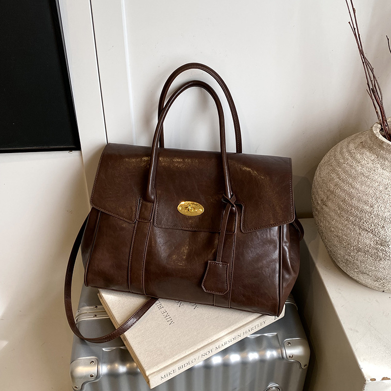 Niche Women's Bag Normcore Handbag Genuine Leather Tote Bag 2025 Autumn and Winter New Business Large Capacity Commuter Shoulder Bag