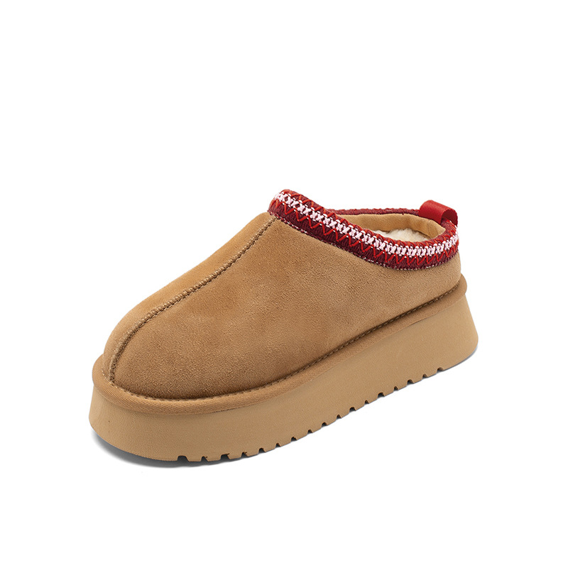 Botas de nieve para mujeres 2025 nuevas botas de invierno de lana gruesas de alto bajo con una sola zapatilla de algodón gruesa