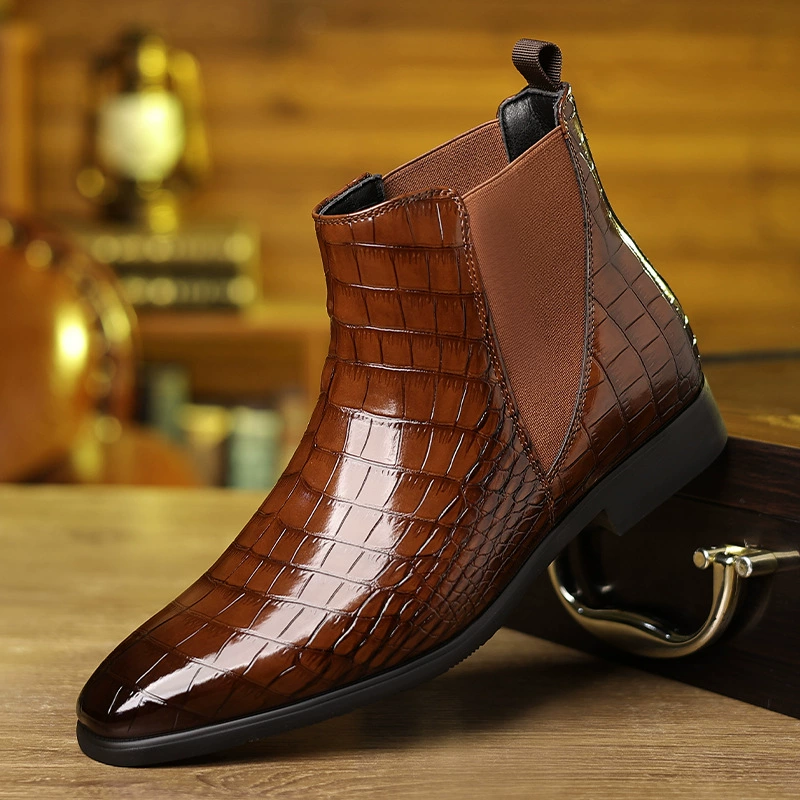 8677 Chelsea boots Английский крокодил мужские сапоги ретро остроконечные сапоги Martin сапоги для внешней торговли
