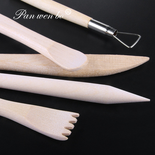 Creative wooden soft clay clay sculpture knife 5-piece set DIY children's carving and painting clay pottery tool set wholesale