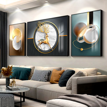 客廳裝飾畫現代簡約輕奢沙發背景墻掛畫大氣晶瓷壁畫三聯畫墻畫