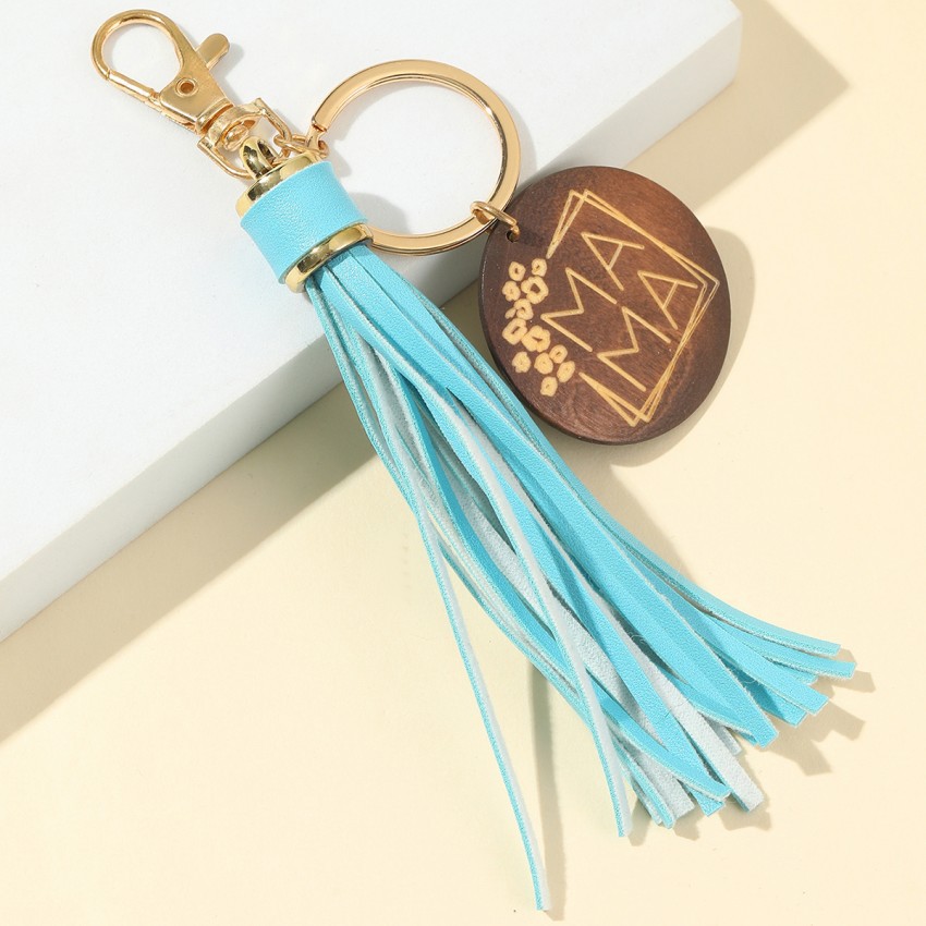 Simple Style Letter Pu Leather Metal Tassel Keychain display picture 4