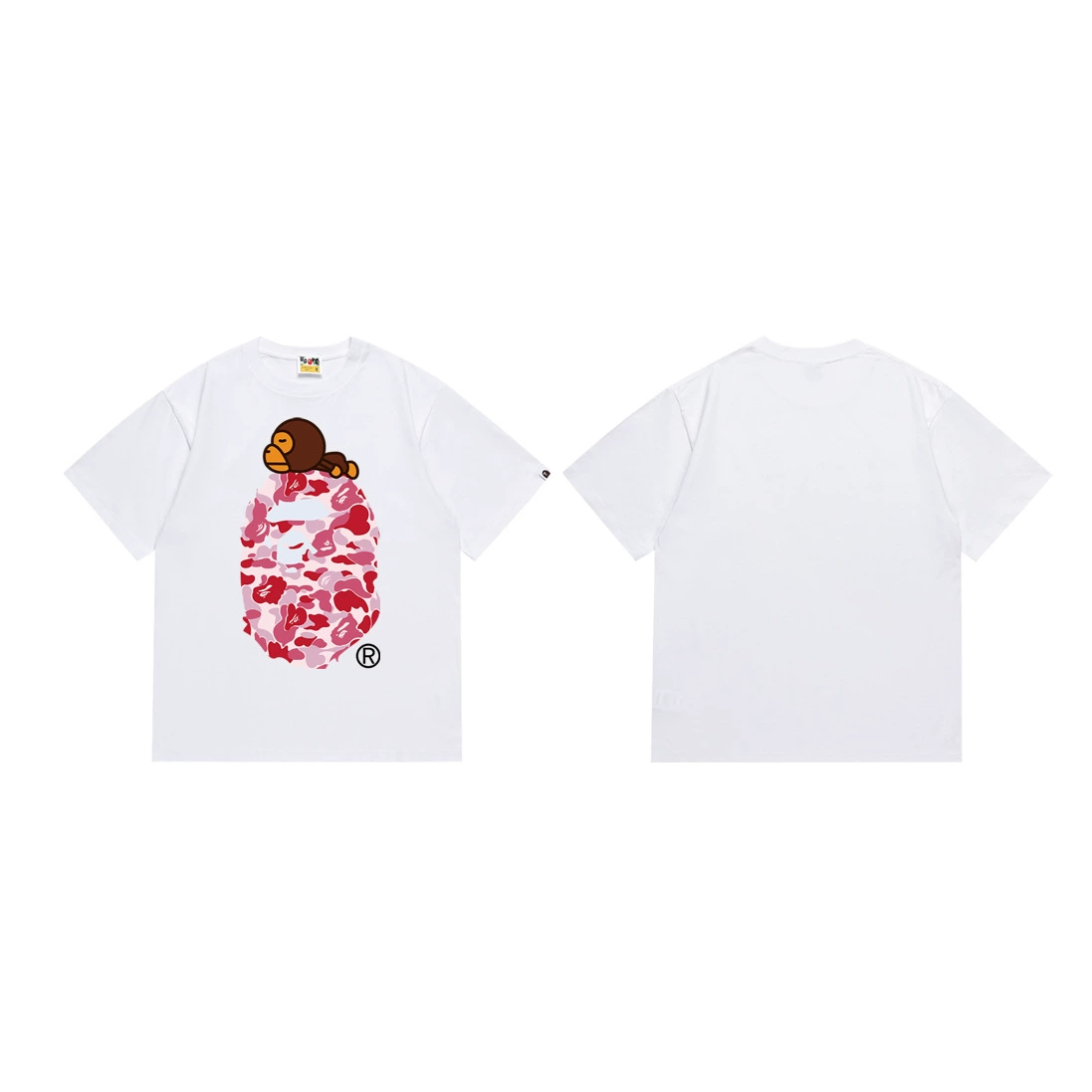 Короткая футболка повседневная с коротким рукавом (BAPE) двойной пряжи унисекс, разноцветная и размеры S–XXL