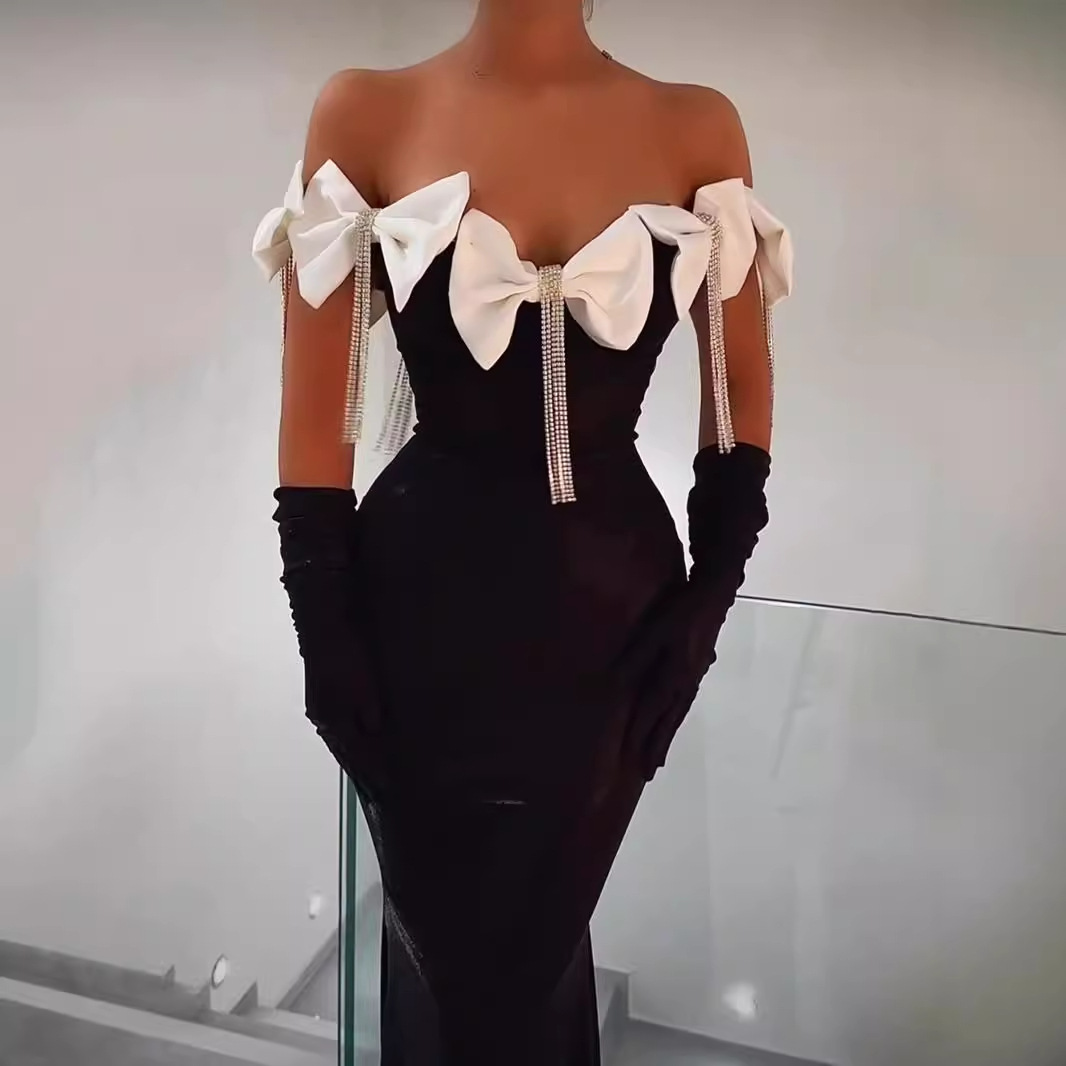 black fashionable elegant elastic bandage with bow