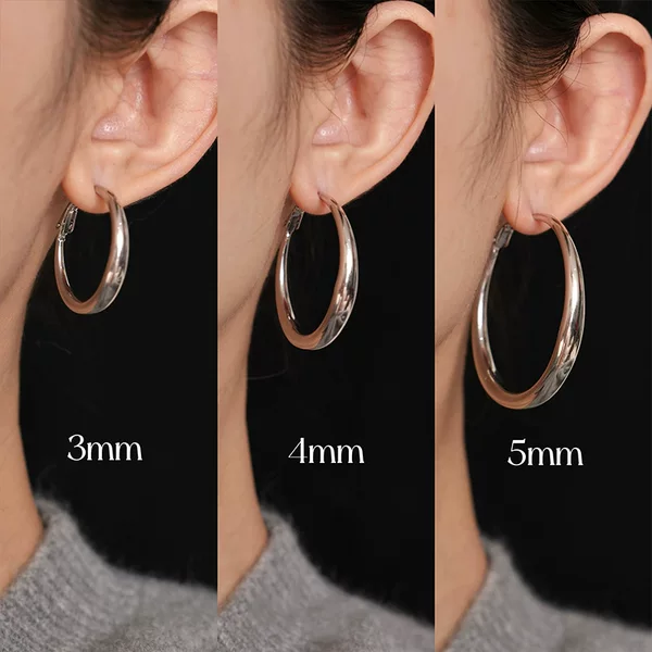 Cold Style Plain Hoop Earrings, Retro Hoop Earrings, Niche, High-End, Light, Luxurious Style, Simple, Non-Pierced Earrings