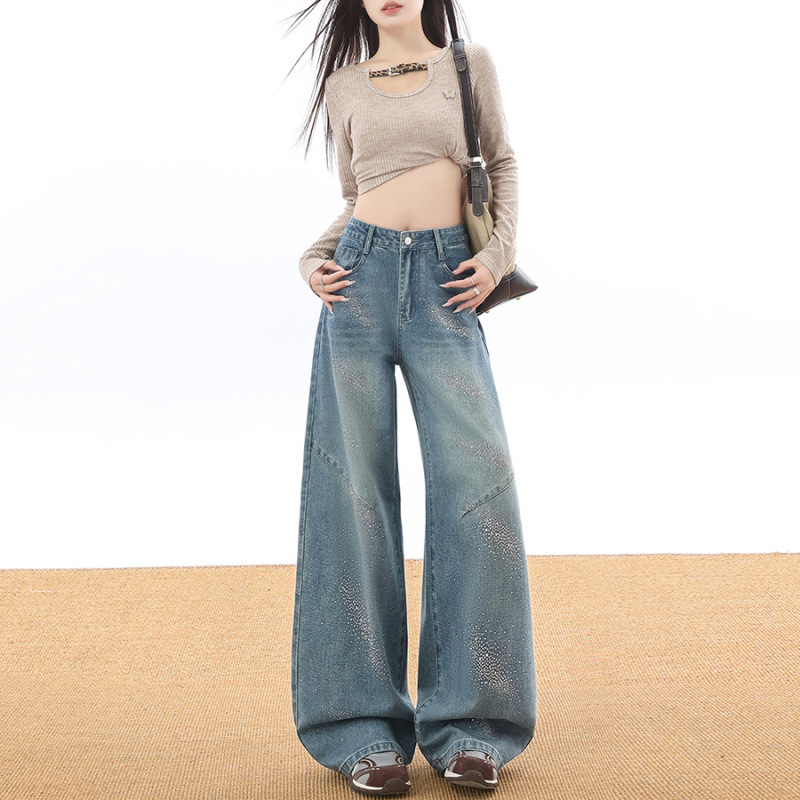 Jeans de piernas anchas para mujeres primavera grande delgada suelta de moda explosiva estrella caliente pantalones de cimeta universal image 3
