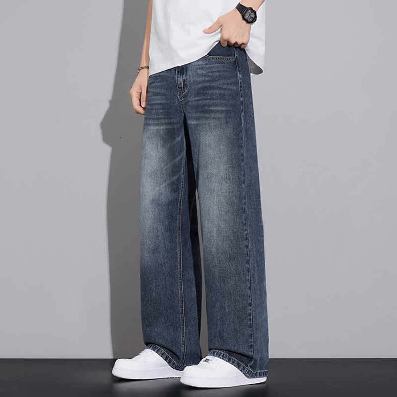 2026 Spring and Summer New American High Street Jeans Men's Cool Loose Wide-Leg Pants Retro Casual Men's Pants