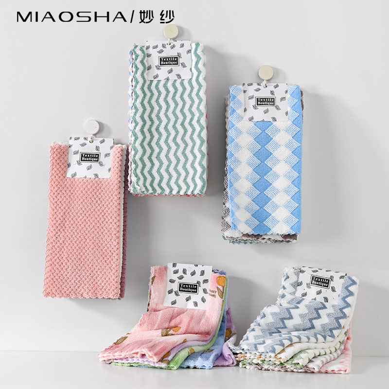 5 toallas de coral 30 * 30 toallas de cocina toallas de leopardo suave absorción de agua toallas de té transfronterizas
