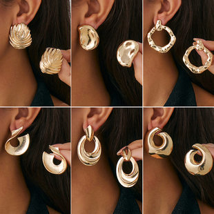 [夸张度假风earrings 欧美海螺符号个性耳钉 跨境几何复古耳环女]