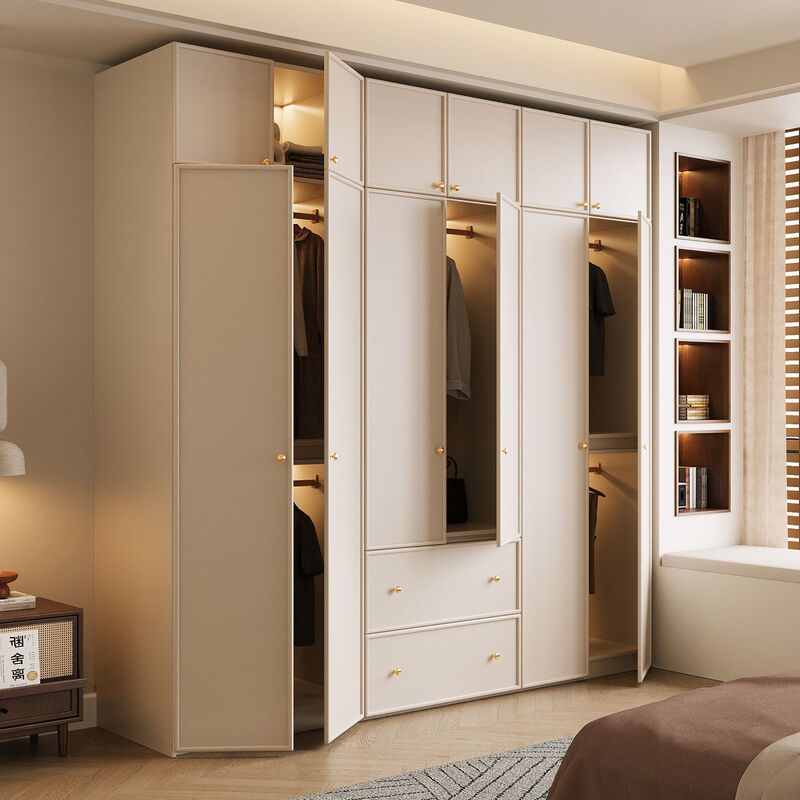 Modern Minimalist Cabinet for Large and Small Apartments, Finished Wardrobe, French Cream Style, White Wardrobe for Bedroom, Master Bedroom, Home Use Modern Minimalist Cabinet for Large and Small Apartments, Finished Wardrobe, French Cream Style, White Wardrobe for Bedroom, Master Bedroom, Home Use