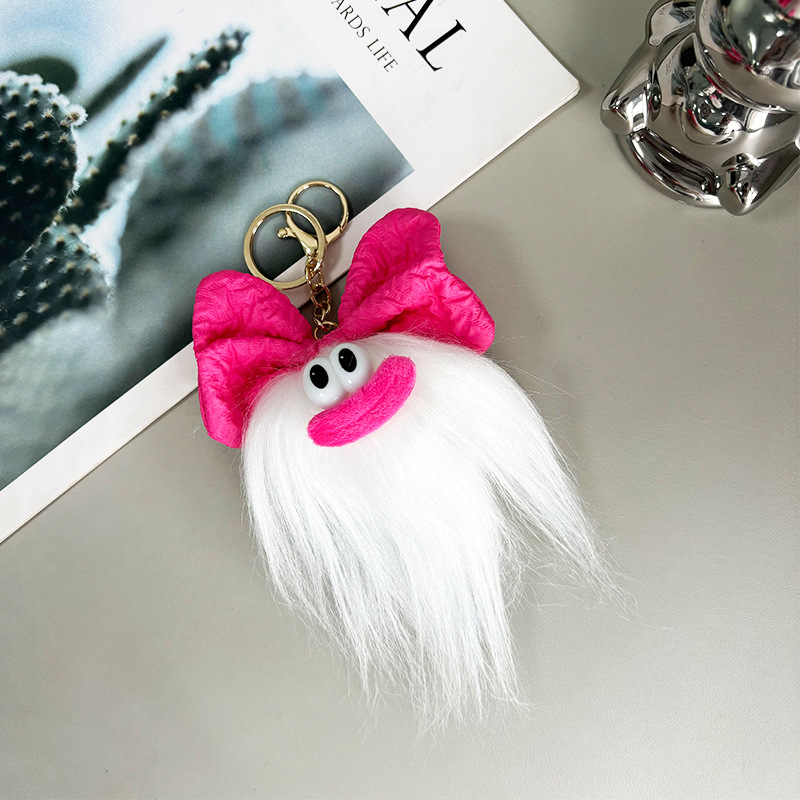 Creativa boca de salchicha divertido muñeca de lana frita llavero lindo peinado de felpa muñeca de bricolaje mochila escolar colgante joyería