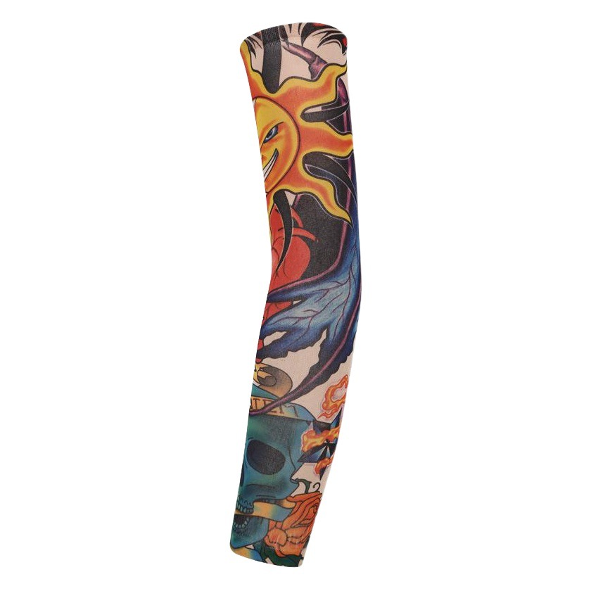 Flower Arm Tattoo Sleeve Seamless Outdoor Riding Tattoo Sun Protection Sleeve Riding Tattoo Sleeve Optional Color