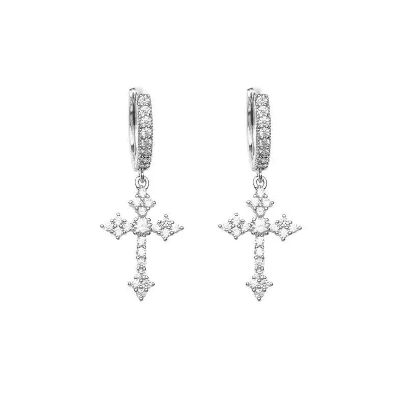Diamant Kreuz Ohrstecker Für Herren, Einzigartiger Stecker_voghion.com