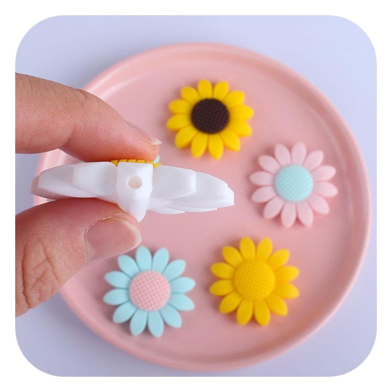 Suministros de bebé girasol silicona cuentas sueltas bebé molar pulsera chupete cadena anti-gota cadena DIY Accesorios