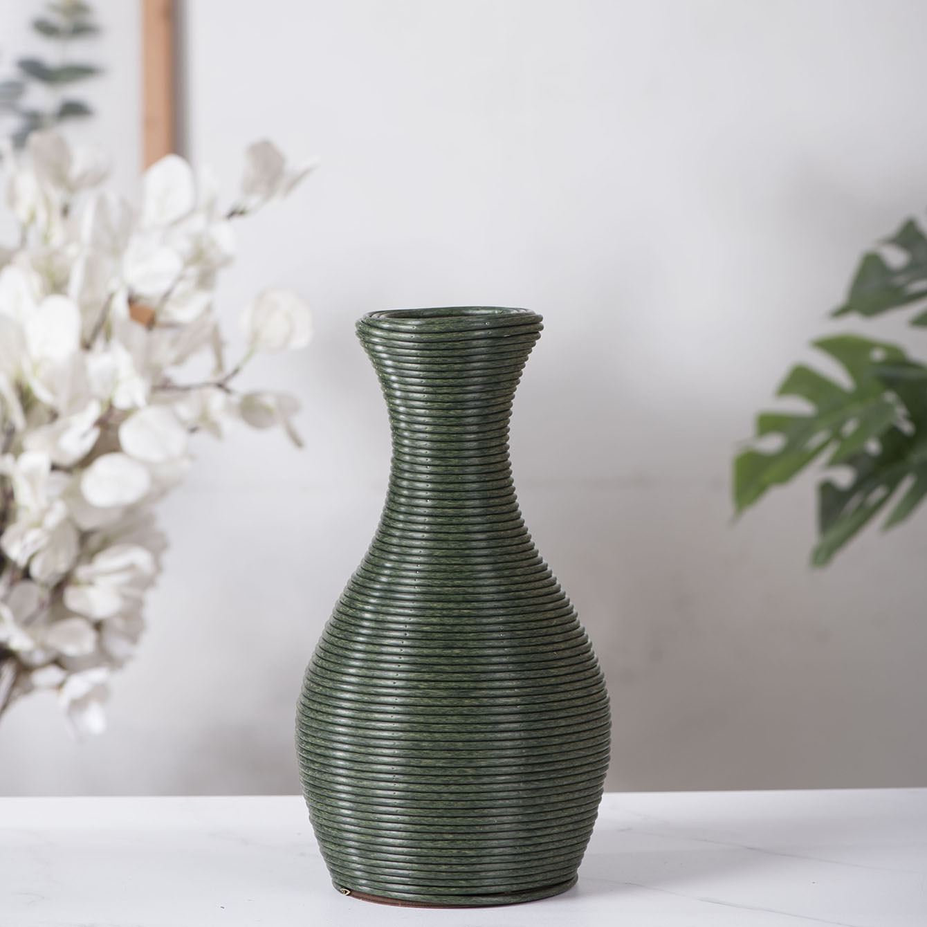 Flores secas creativas de alto nivel flor flor de decoración imitación tejida a mano vasijas de flores decorativas de la sala de estar