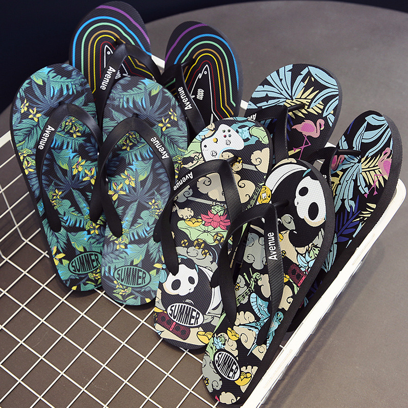 Youth Outdoor Soft Bottom Distinctive Sandals and Slippers Men's Black Fashionable Summer Korean Style Trendy Inner Clip Non-slip Men's People