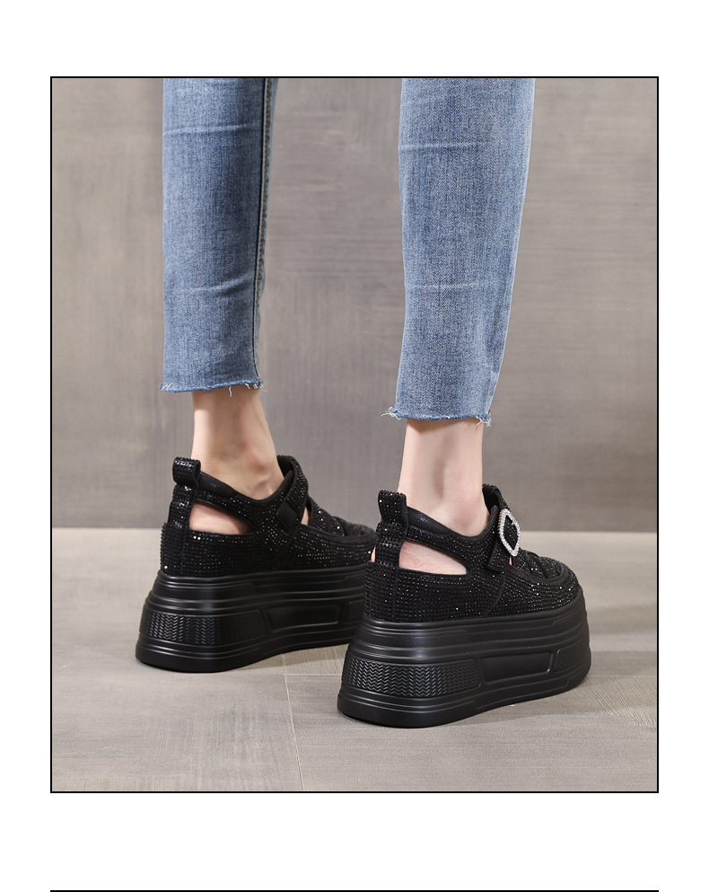 Sandal quai ngang đính đá đế dày HC5520 cho nữ mùa hè 2025 — Màu đen, Màu trắng, Màu bạc chi tiết 15
