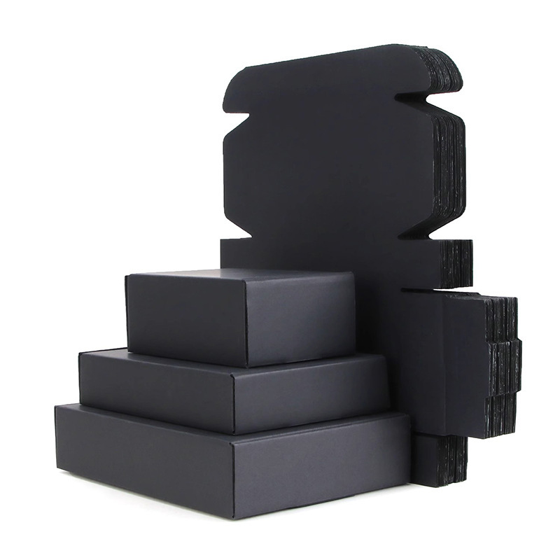 Black corrugated coat flying machine box hat sweater packaging box skin care products delivery postal carton free