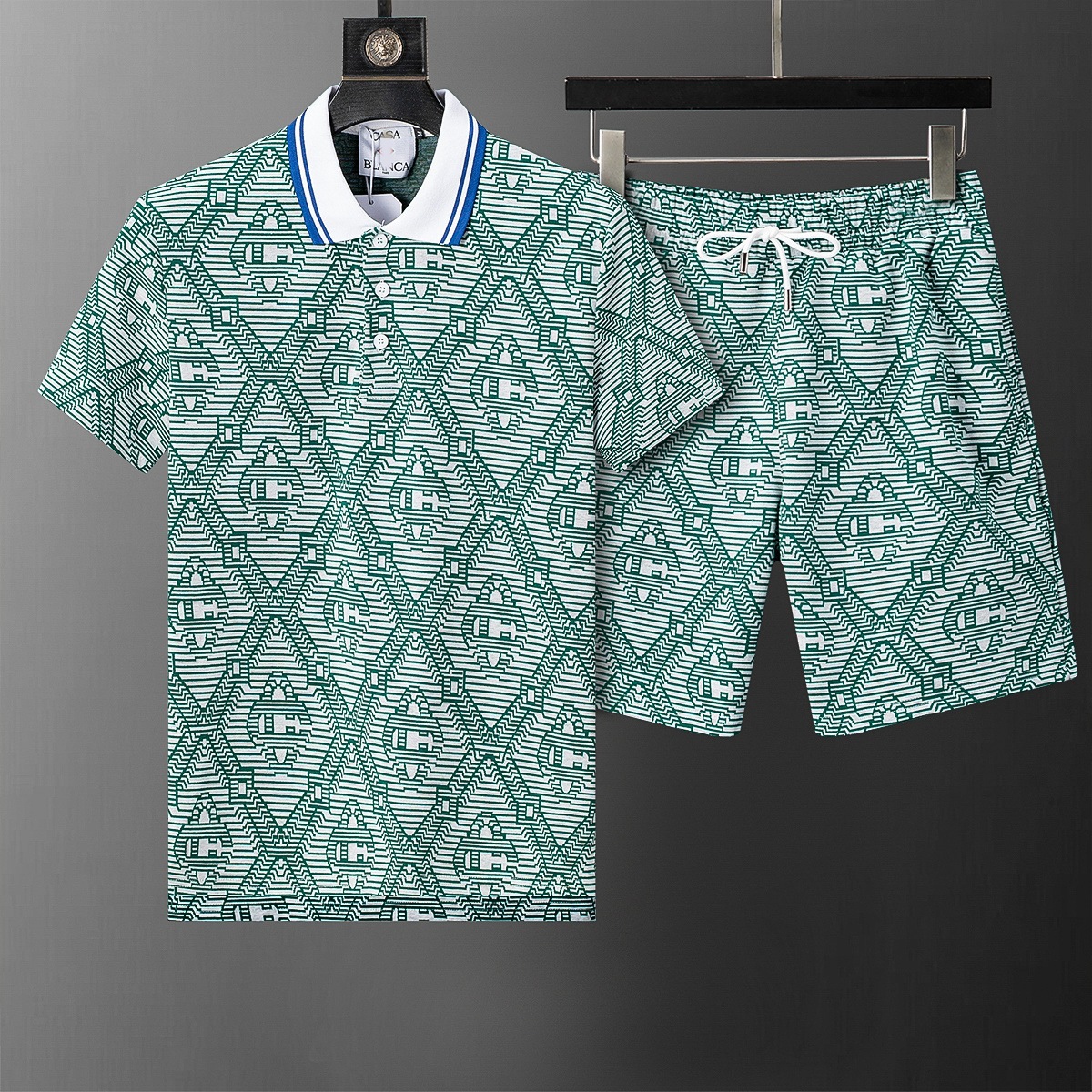 Cross-border versión correcta polo manga corta set de collar de verano clásico toalla de hombre bordado casual Europa y América explosión