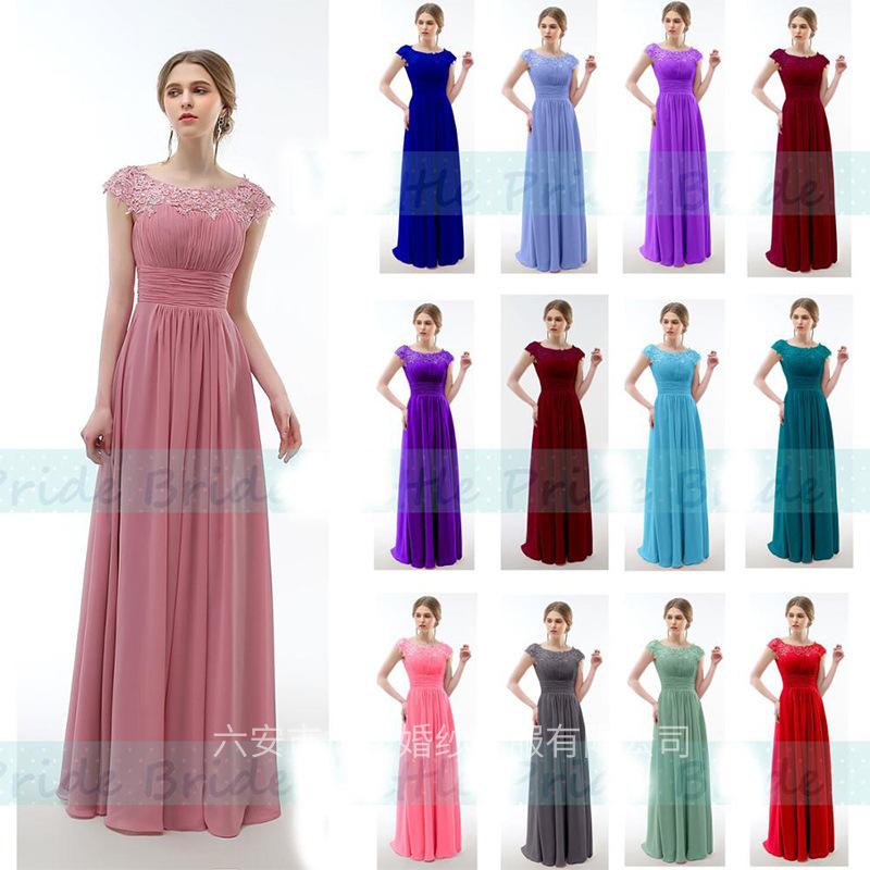2021 European and American Sexy Chest Chiffon Floral Bead Wedding Dress Elegant Off-Shoulder Bridesmaid Evening Dress